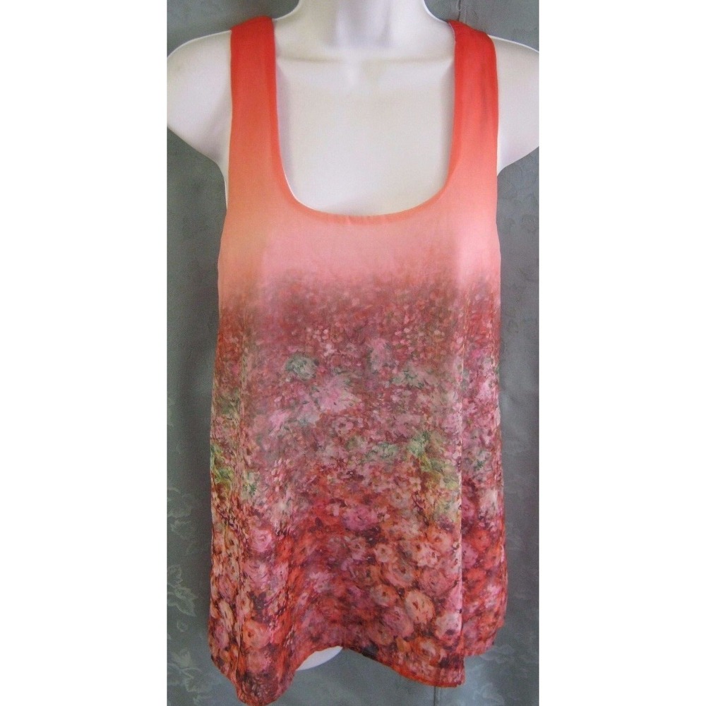 Casual Freedom Tank Top Size Medium Sheer Lined Floral Print Blouse